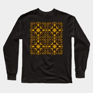 Black and Gold Geometric Patter Number 1 Long Sleeve T-Shirt